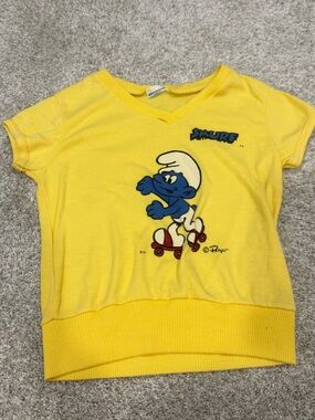 Yellow Smurf Graphic Crop Top